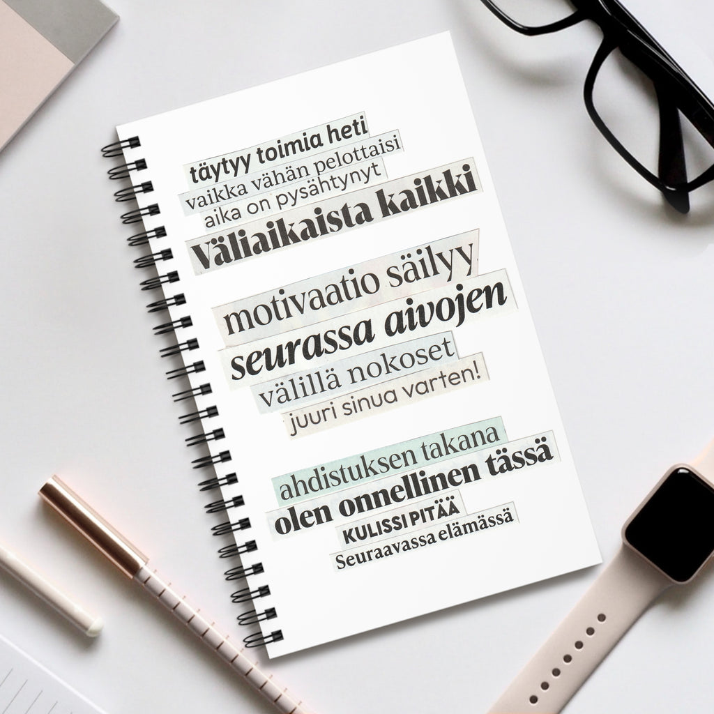"Täytyy toimia heti" Runokirja | Kierresidottu muistikirja