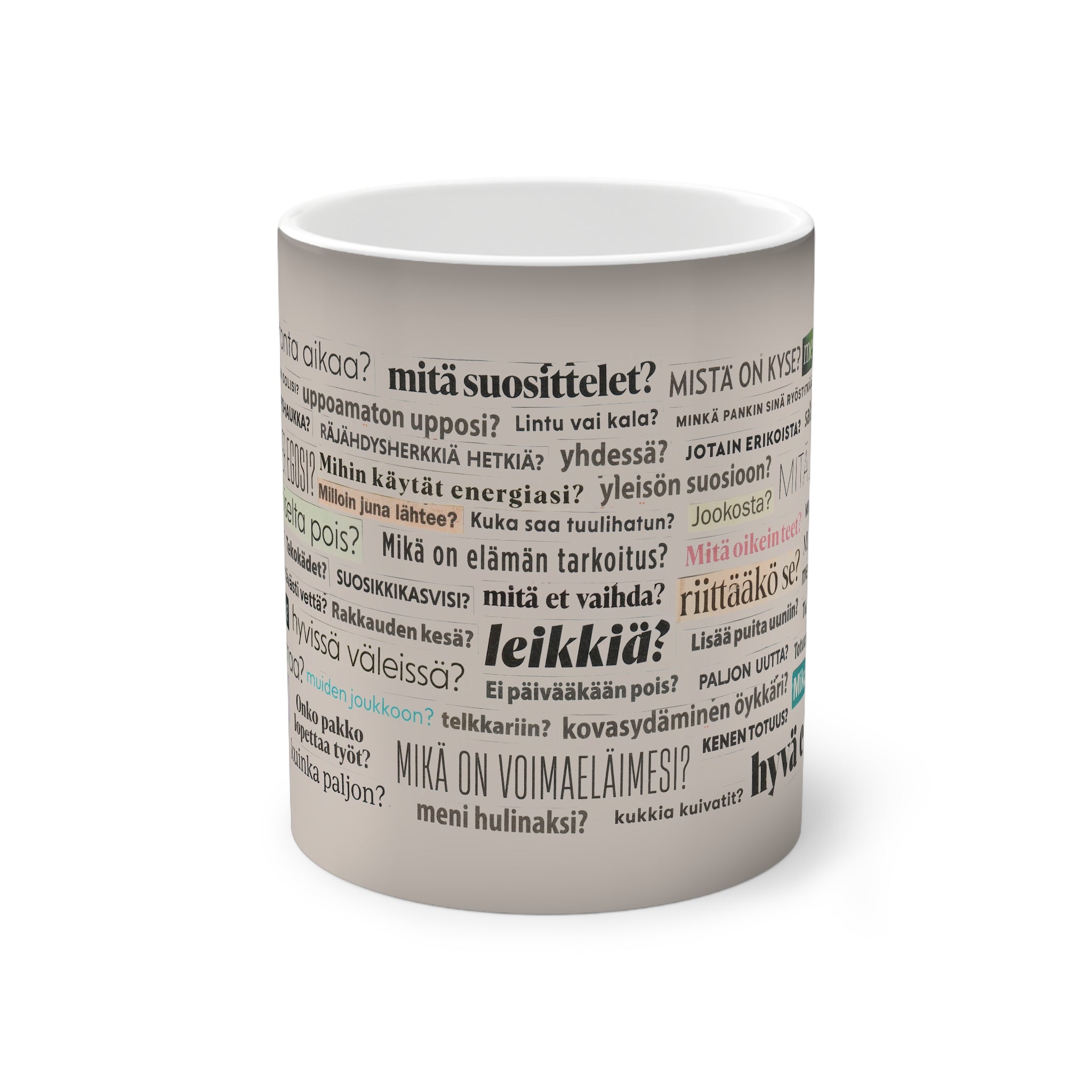 "Jotain erikoista?" Väriä vaihtava muki