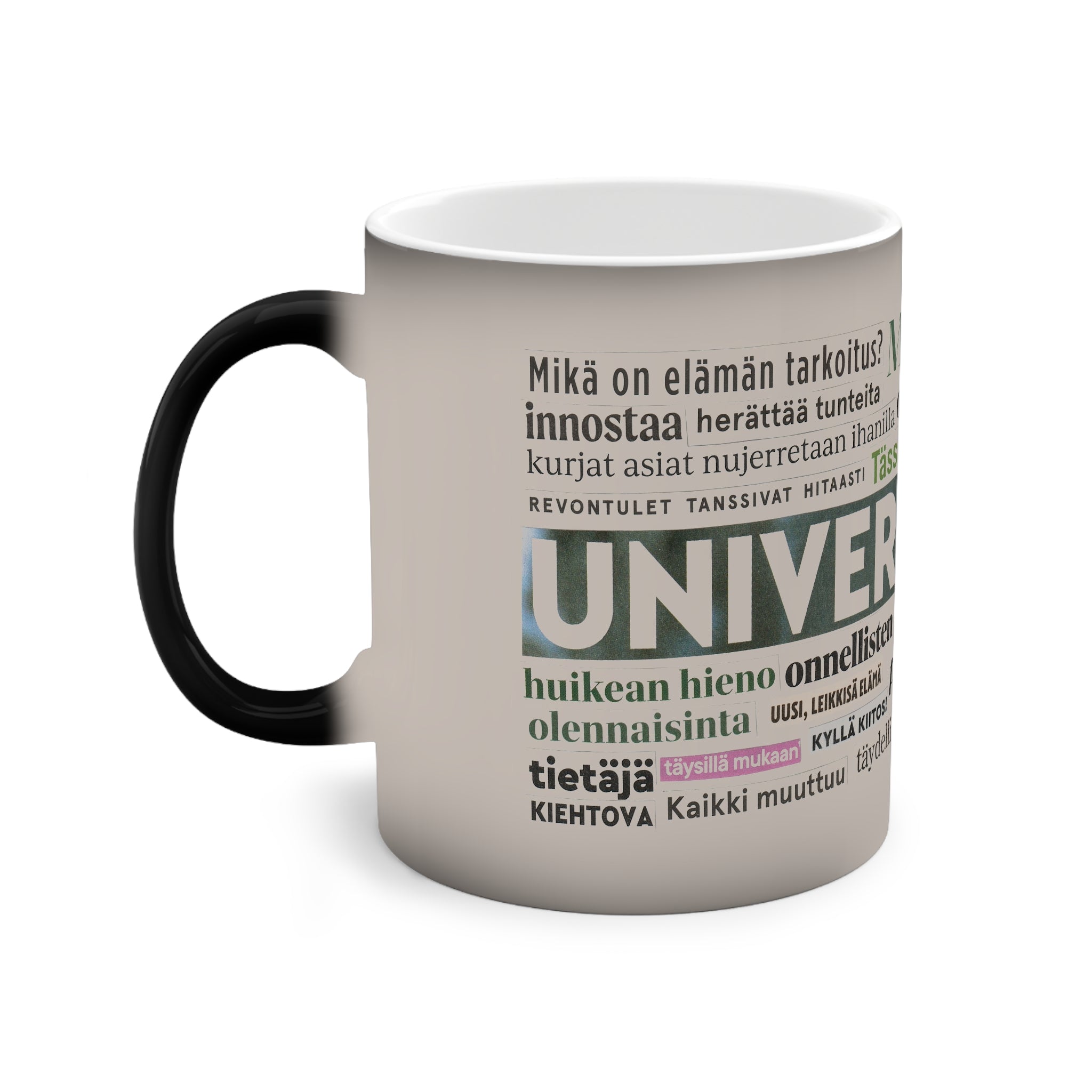 oodi universumille väriä vaihtava muki vasemmalta puolelta