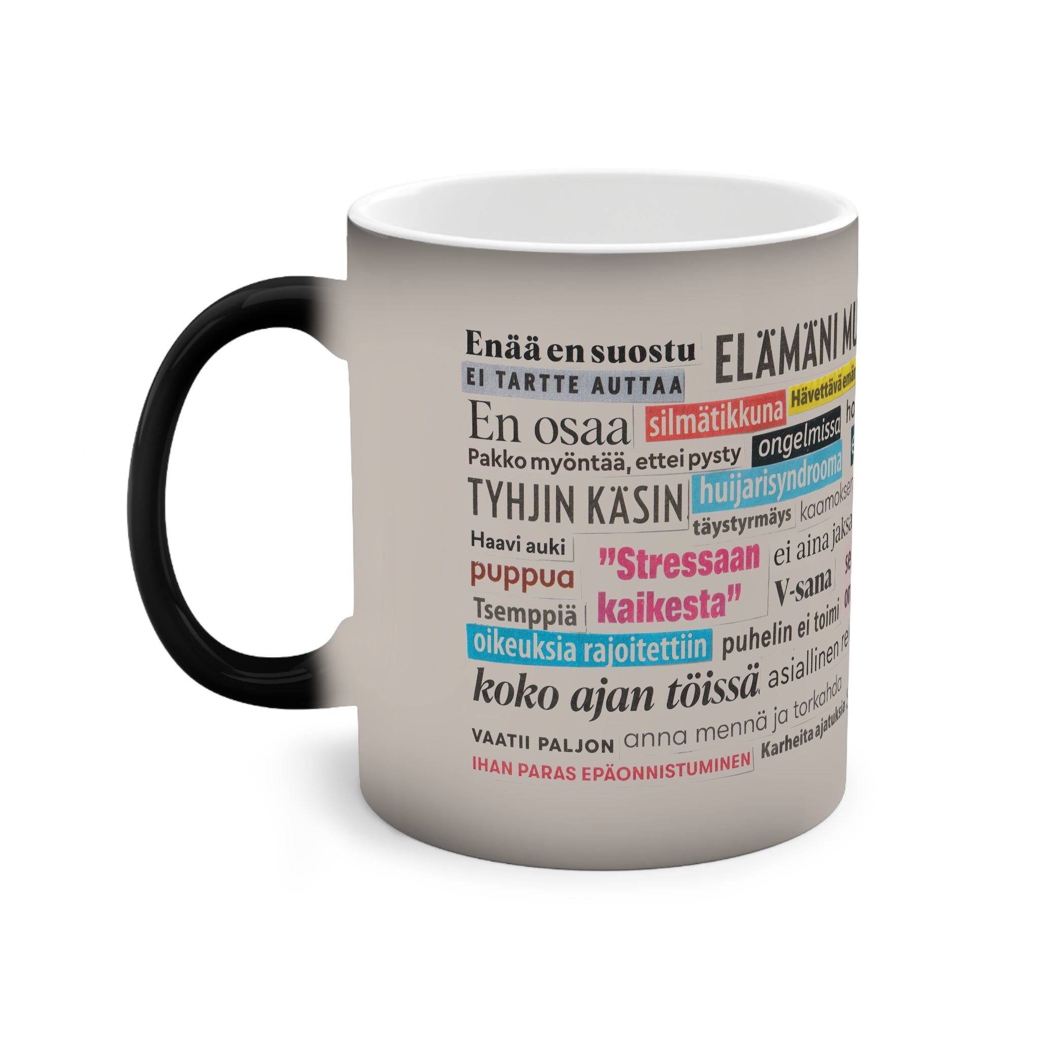 "Ei jaksaisi" Väriä vaihtava muki