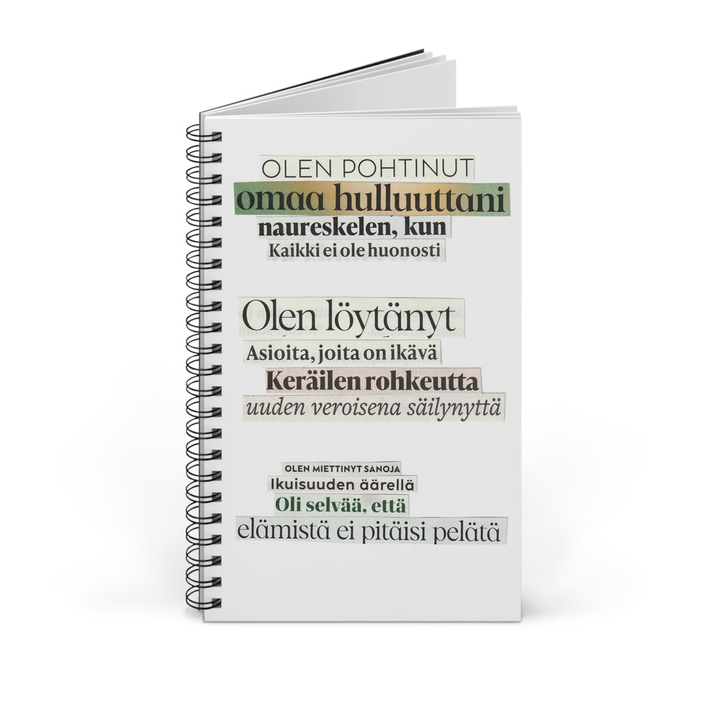 olen pohtinut muistikirja runokollaasi etukansi avattuna