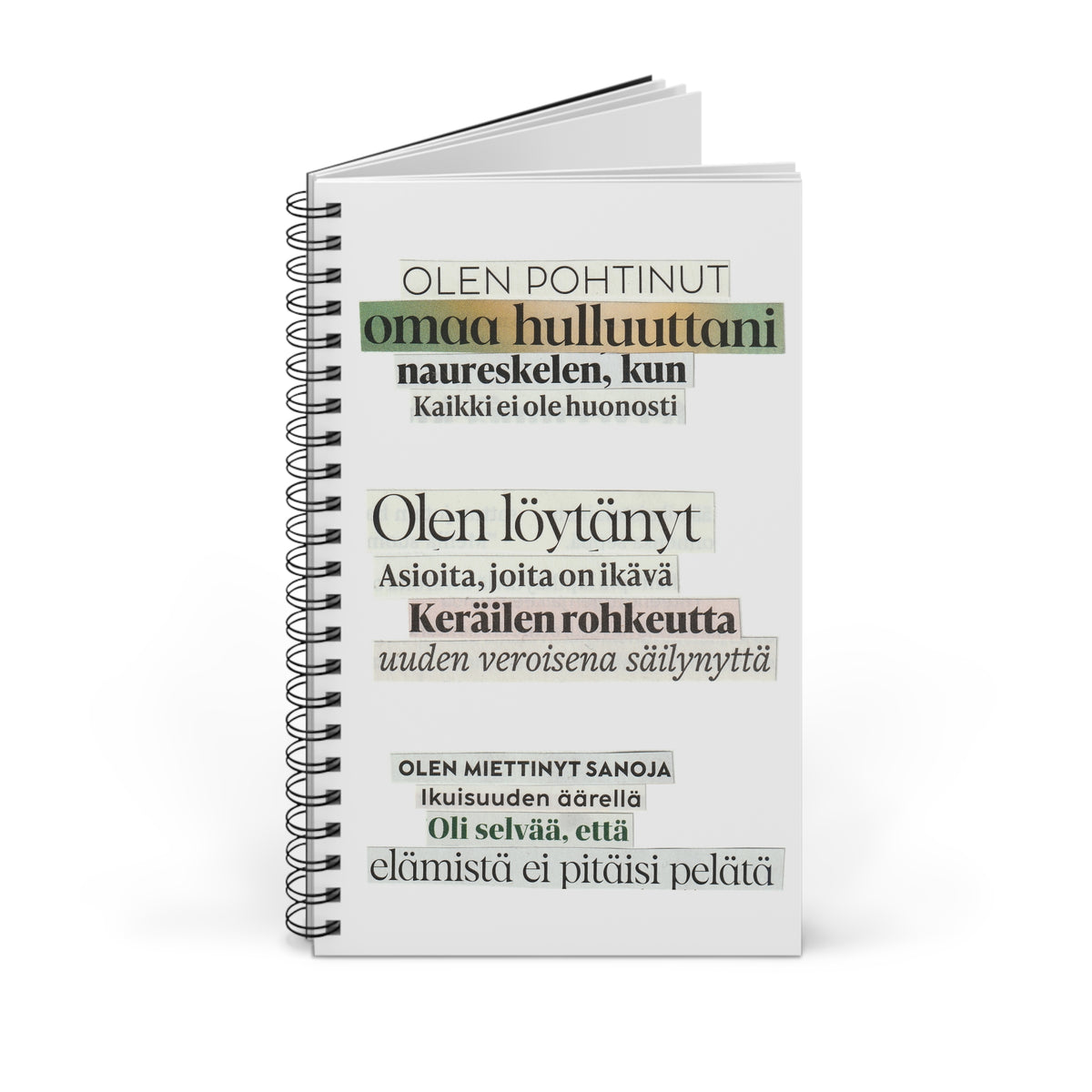 olen pohtinut muistikirja runokollaasi avattuna