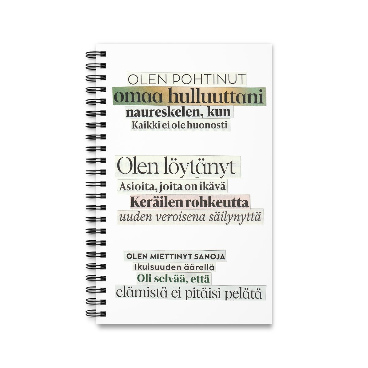 olen pohtinut runokollaasi muistikirja etukansi