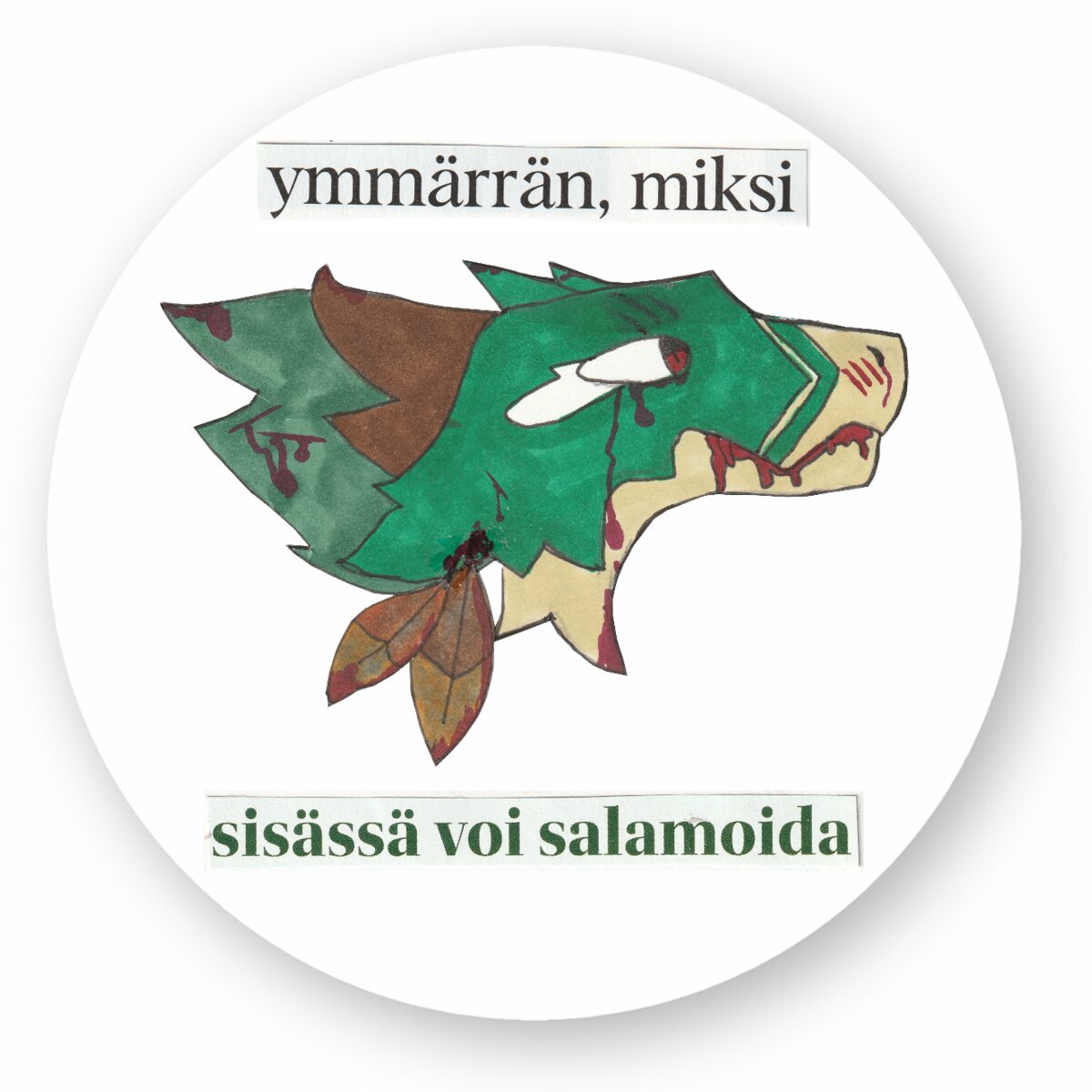 Ymmärrän lohikäärmetarra varjo pyöreä