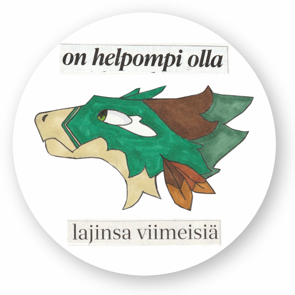 Lajinsa viimeisiä lohikäärmetarra metsä pyöreä