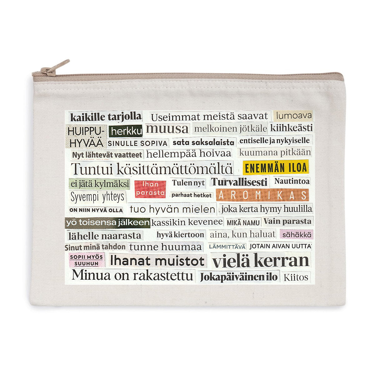 Sinulle sopiva vetoketjullinen pussukka edestä luonnonvaalea
